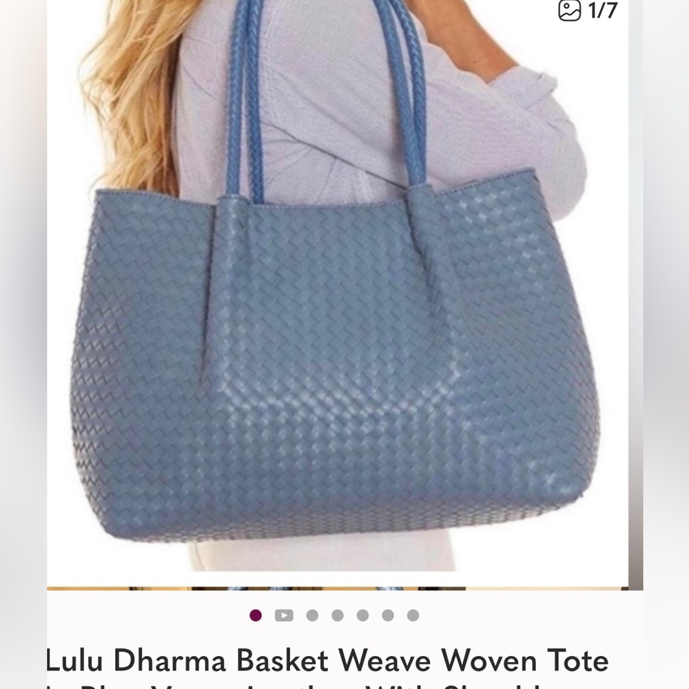 Blue Woven Lulu Dharma Tote Bag gently used like new